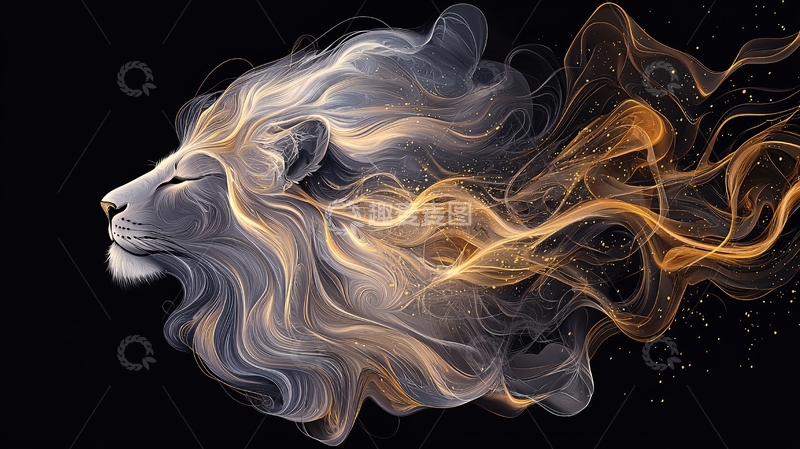 高清大图下载【趣麦麦图】烟雾狮子艺术形象