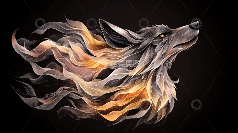 高清大图下载【趣麦麦图】狼头火焰艺术效果