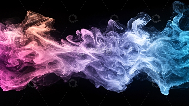 高清大图下载【趣麦麦图】彩色烟雾在黑色背景上