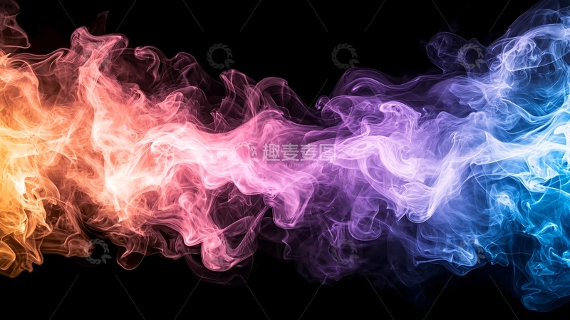 高清大图下载【趣麦麦图】彩色烟雾在黑色背景上