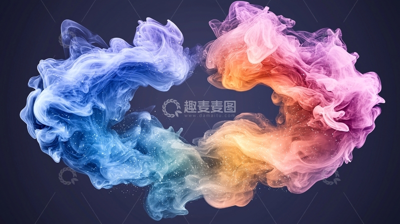 高清大图下载【趣麦麦图】彩色烟雾汇聚成心形
