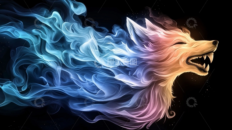 高清大图下载【趣麦麦图】燃烧的狼头高清图片