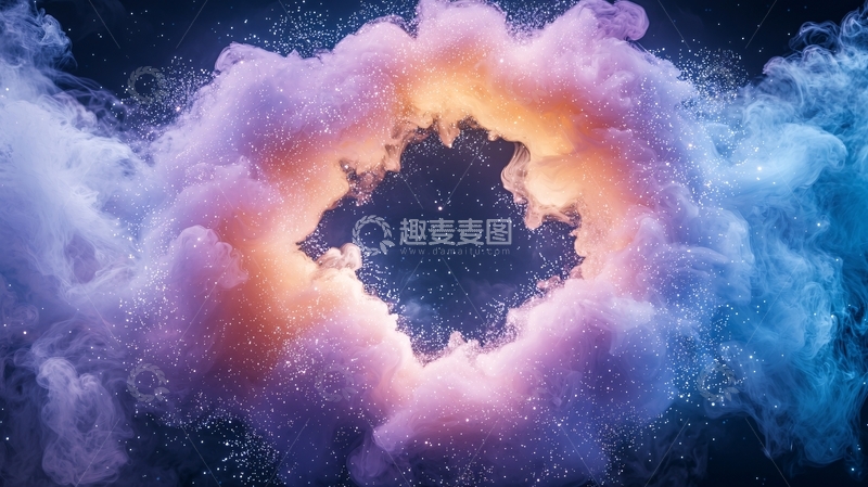 高清大图下载【趣麦麦图】彩色烟雾形成的漩涡