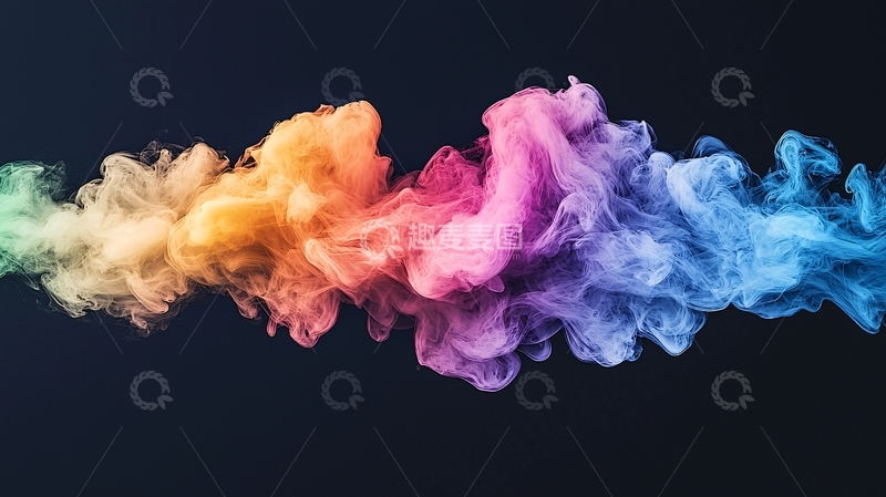 高清大图下载【趣麦麦图】彩色烟雾在黑色背景上