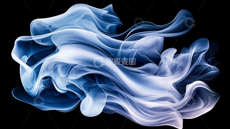 高清大图下载【趣麦麦图】蓝色烟雾在黑色背景上