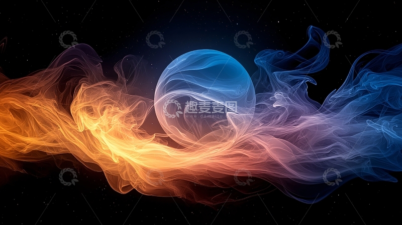 高清大图下载【趣麦麦图】火焰和冰包裹的球体
