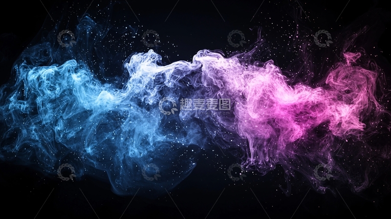 高清大图下载【趣麦麦图】蓝色粉色烟雾背景