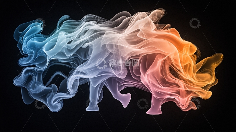 高清大图下载【趣麦麦图】彩色烟雾形成的犀牛轮廓