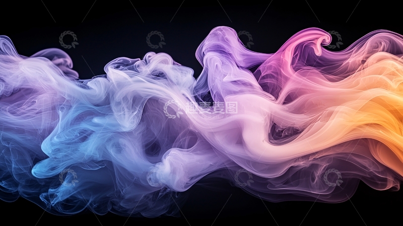 高清大图下载【趣麦麦图】彩色烟雾在深色背景中流动