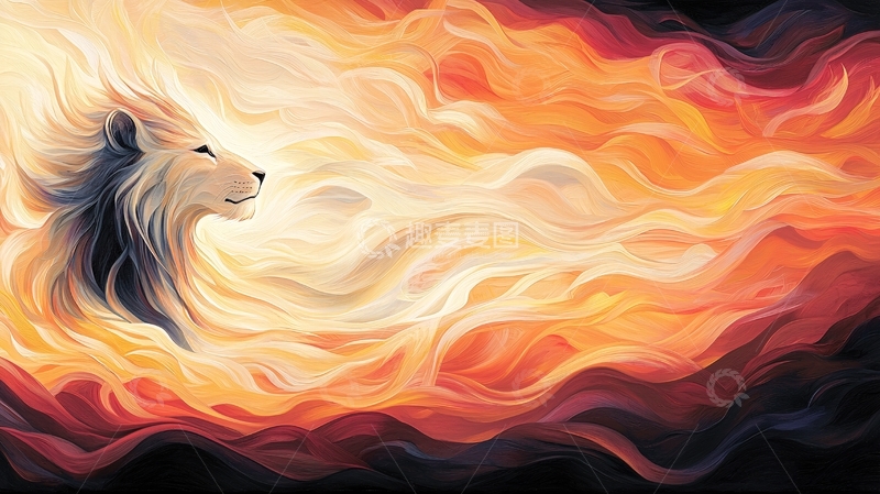 高清大图下载【趣麦麦图】火焰中的狼头侧写