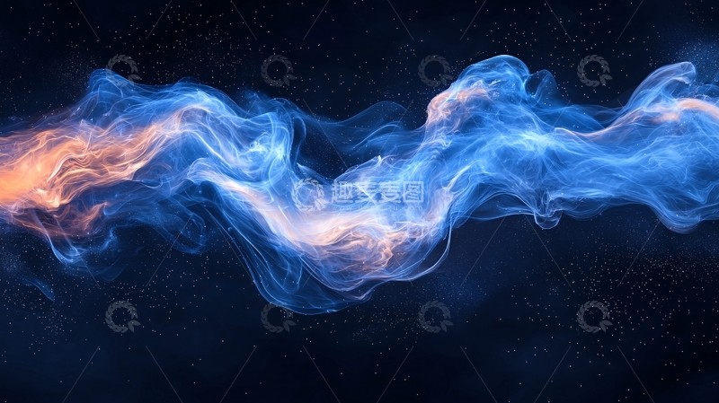 高清大图下载【趣麦麦图】蓝色橙色烟雾交织