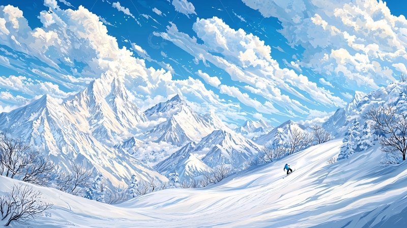 高清大图下载【趣麦麦图】雪山连绵云雾缭绕