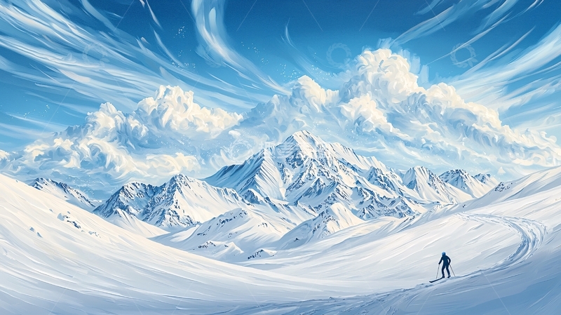 高清大图下载【趣麦麦图】雪山云雾缭绕