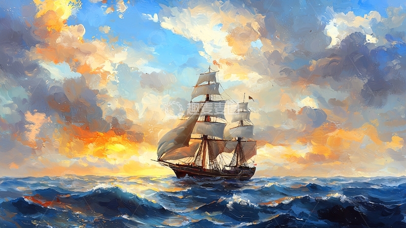 高清大图下载【趣麦麦图】扬帆起航的帆船