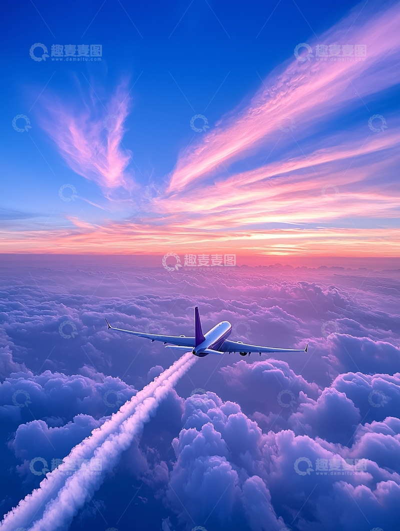 高清大图下载【趣麦麦图】飞机在云海上飞行