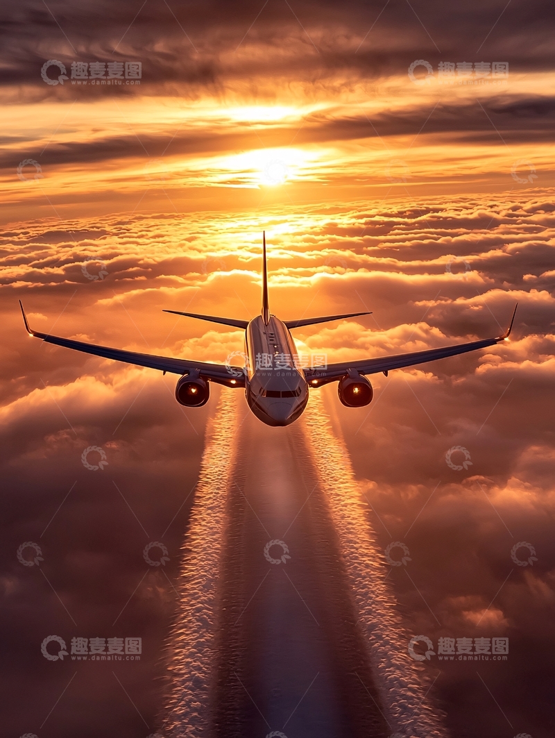 高清大图下载【趣麦麦图】飞机云端飞行