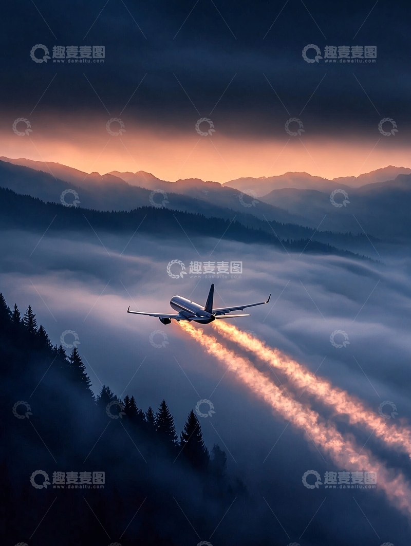 高清大图下载【趣麦麦图】飞机穿越云层