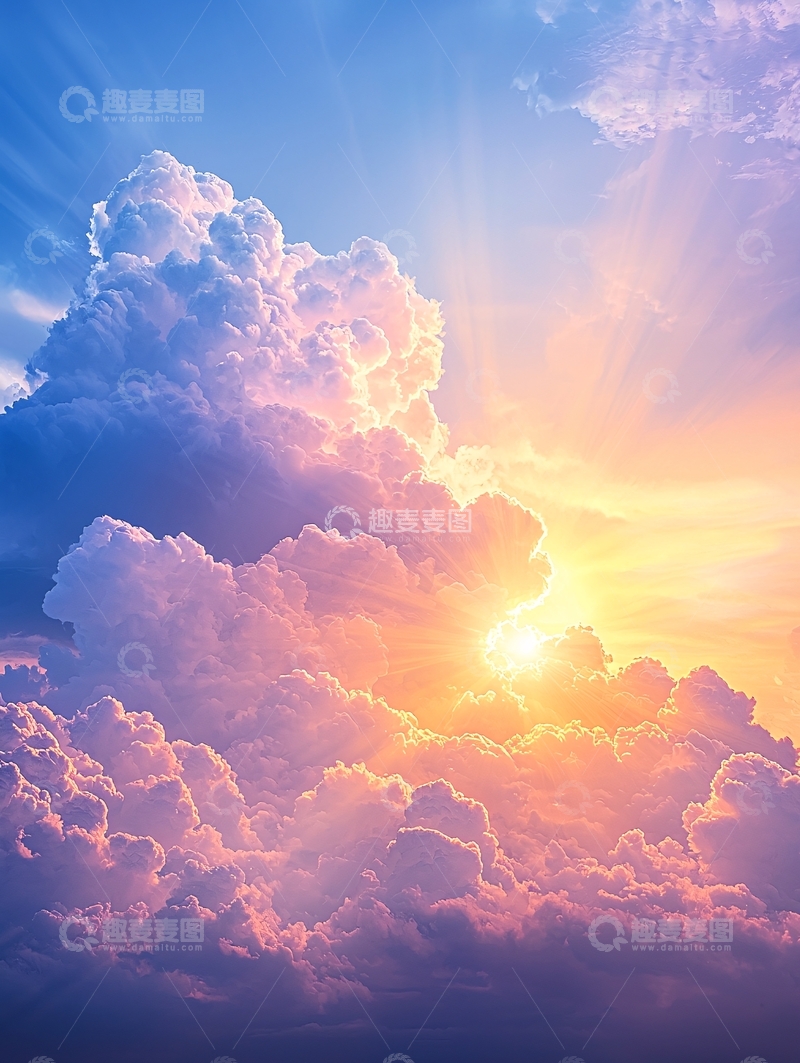 高清大图下载【趣麦麦图】绚丽云彩日出光芒