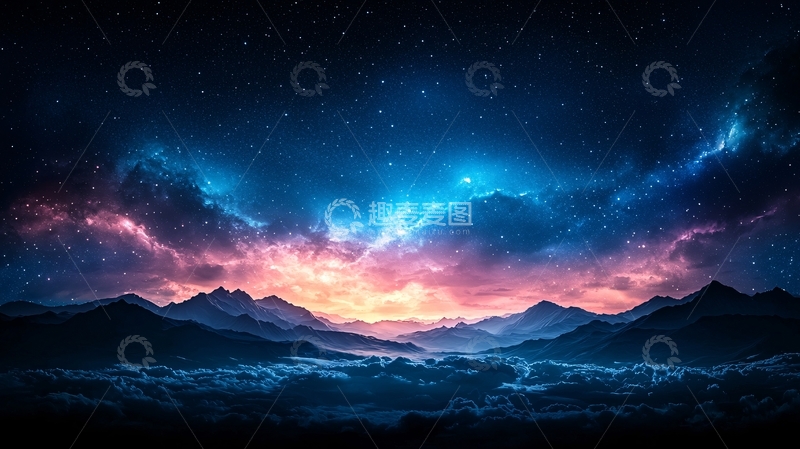 高清大图下载【趣麦麦图】群星闪耀的山脉夜空