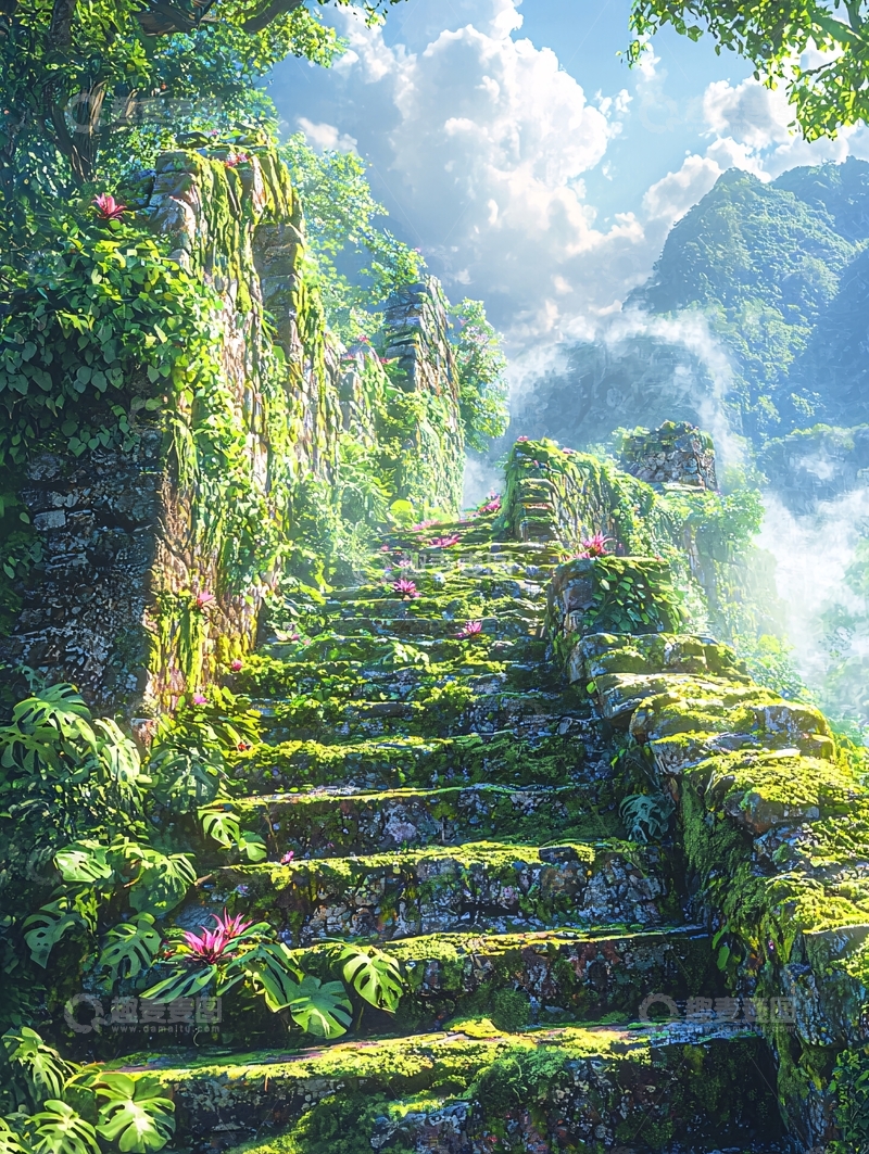 高清大图下载【趣麦麦图】通往仙境的石阶