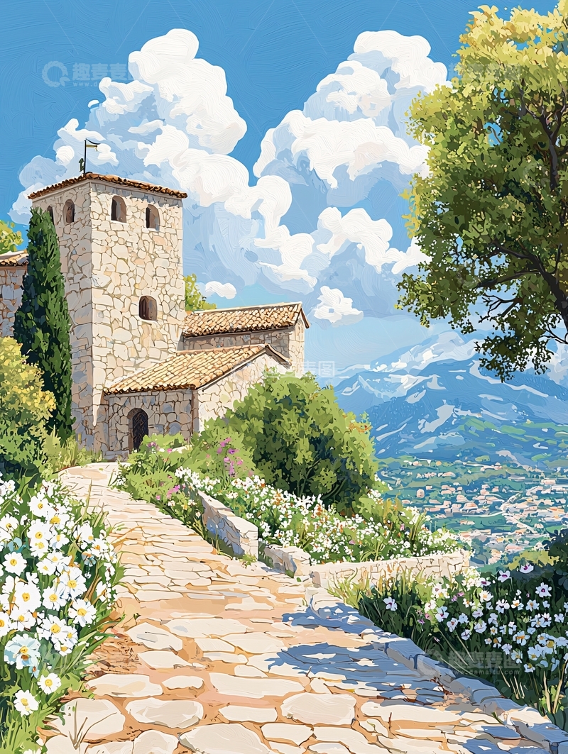 高清大图下载【趣麦麦图】石头路上的乡村建筑