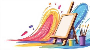 多彩画笔颜料环绕画布