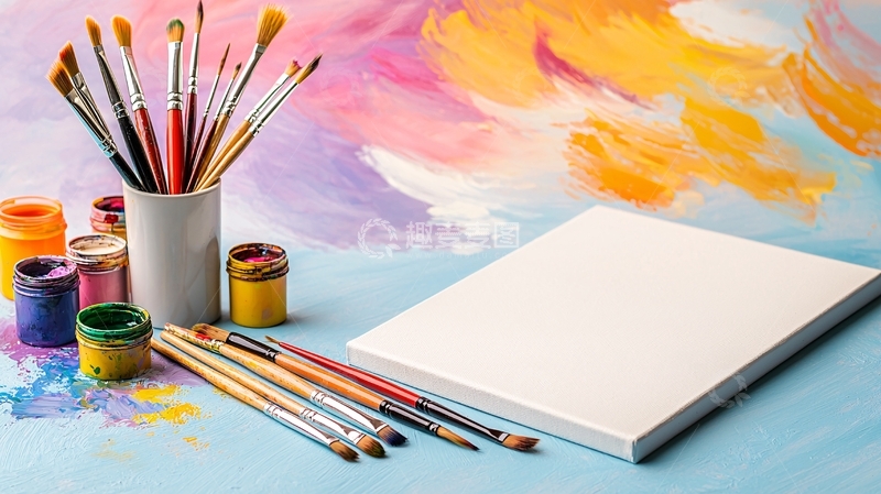 高清大图下载【趣麦麦图】绘画工具与颜料静物