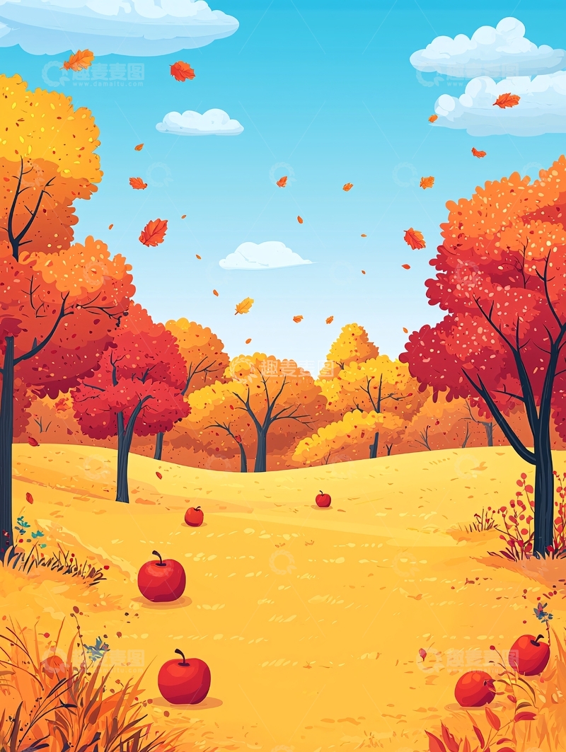 高清大图下载【趣麦麦图】秋天卡通风景
