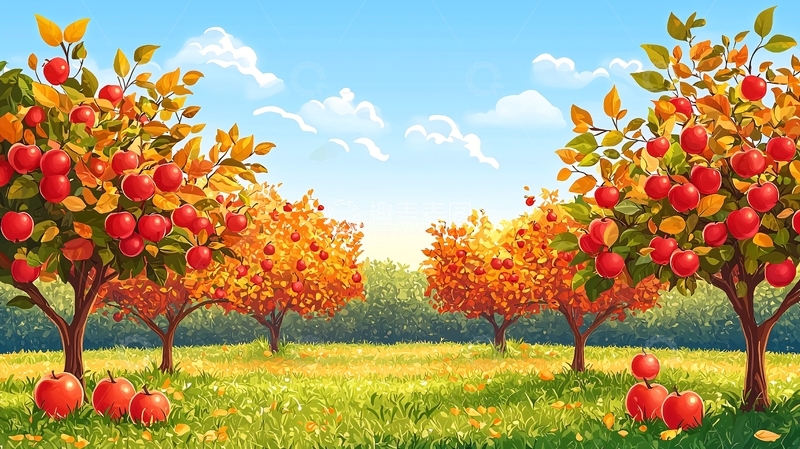 高清大图下载【趣麦麦图】苹果树结满果实