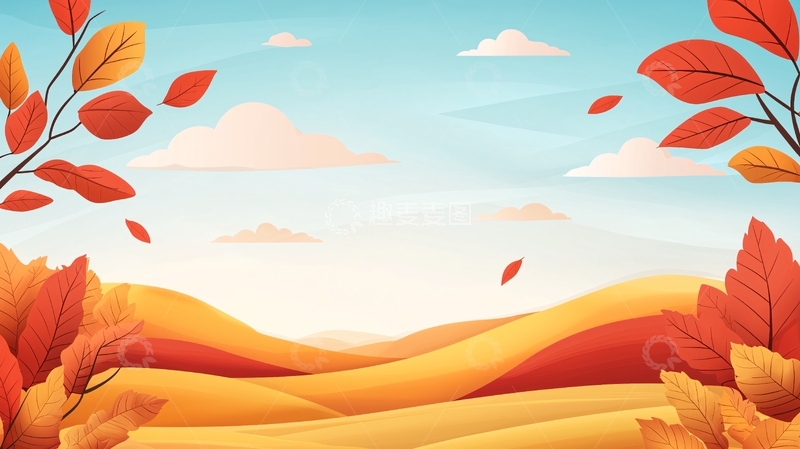 高清大图下载【趣麦麦图】秋日风景卡通背景