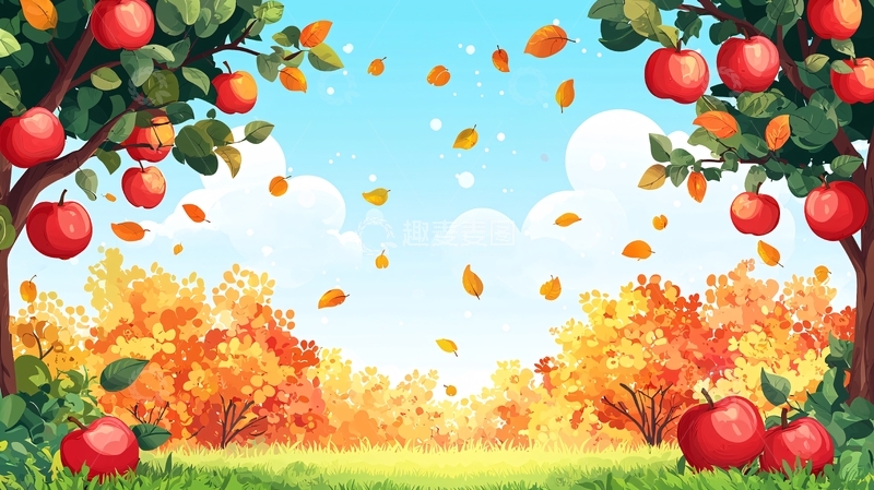 高清大图下载【趣麦麦图】秋天的苹果树背景