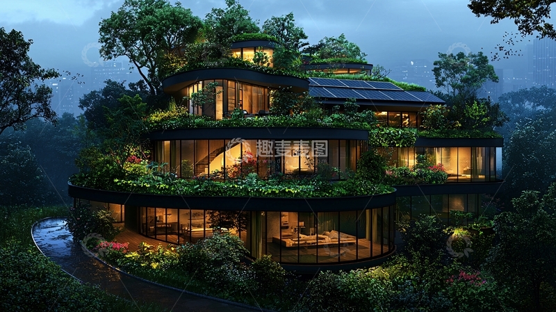 高清大图下载【趣麦麦图】绿植环绕的现代住宅