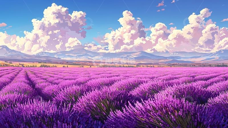 高清大图下载【趣麦麦图】紫色薰衣草田