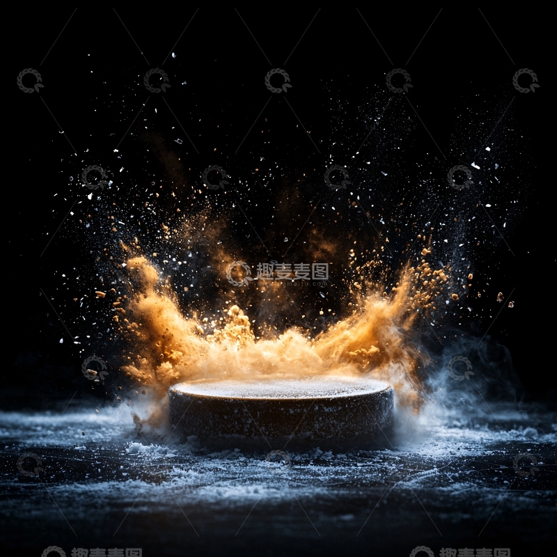 高清大图下载【趣麦麦图】黑色背景金色爆炸