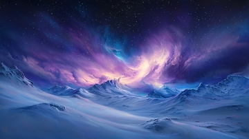 星空下的冰雪山脉