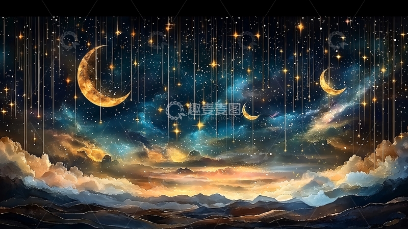 高清大图下载【趣麦麦图】星空月亮云海如梦似幻