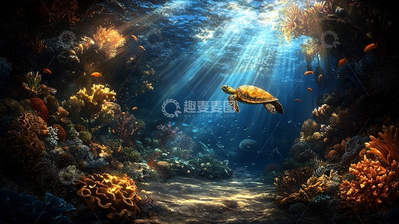 高清大图下载【趣麦麦图】阳光穿透水面