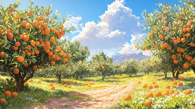 高清大图下载【趣麦麦图】阳光下的橘子园小路