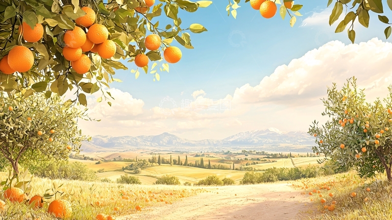 高清大图下载【趣麦麦图】果树下的田野