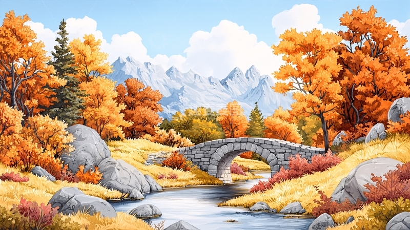 高清大图下载【趣麦麦图】秋季风景画高清图片