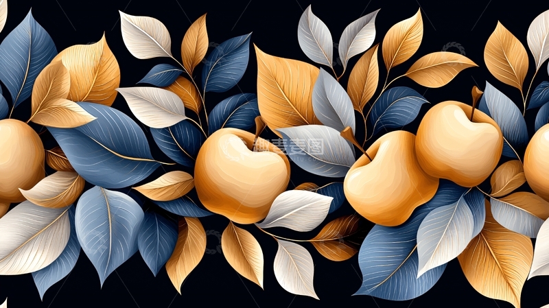 苹果与叶子的艺术图案