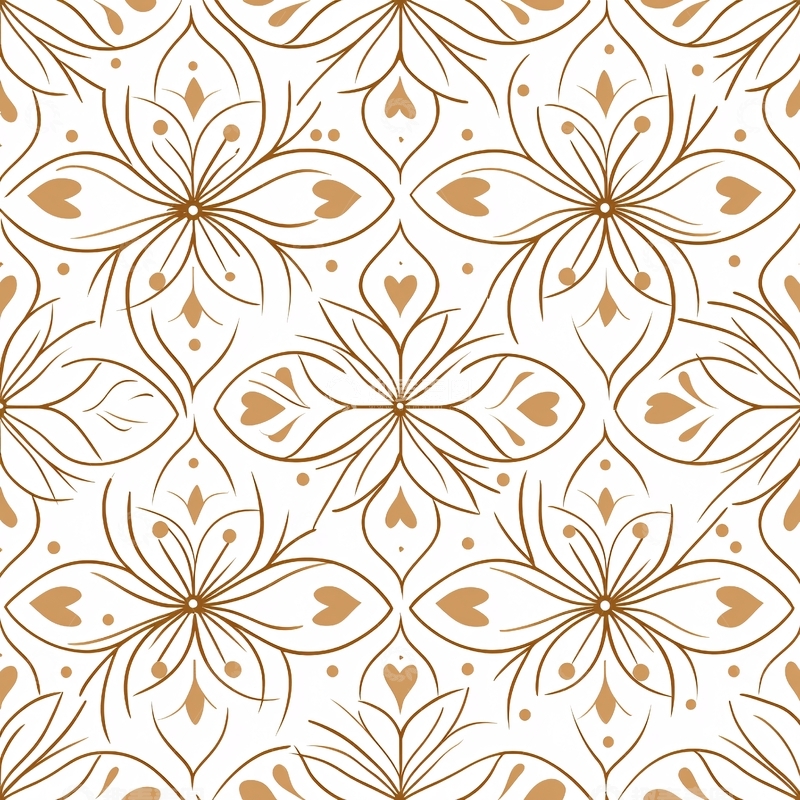 高清大图下载【趣麦麦图】金色线条花卉重复图案