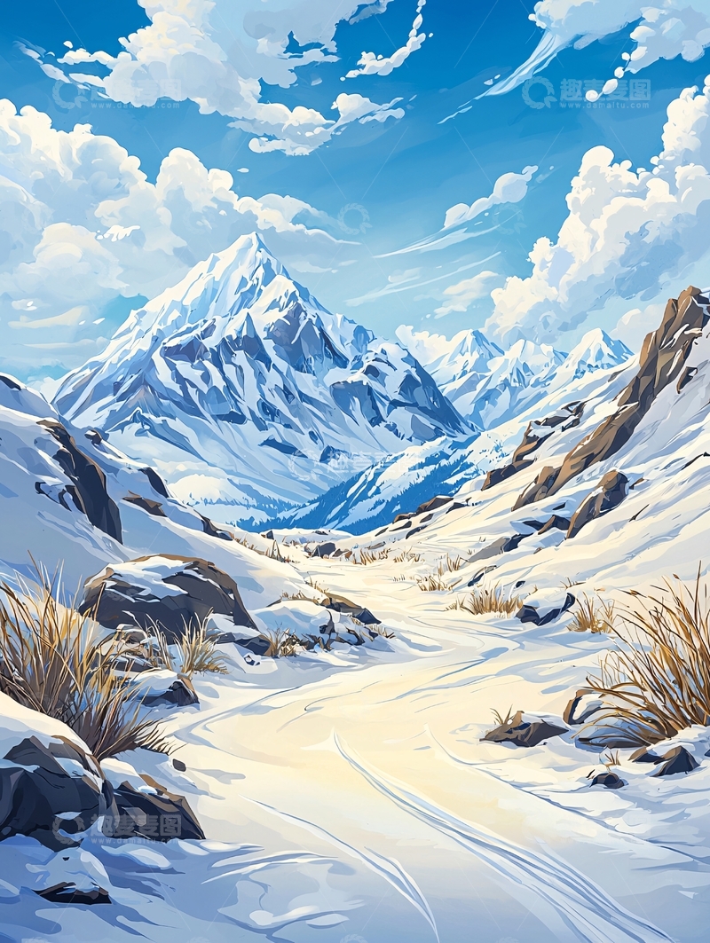 高清大图下载【趣麦麦图】雪山之巅的壮丽景色