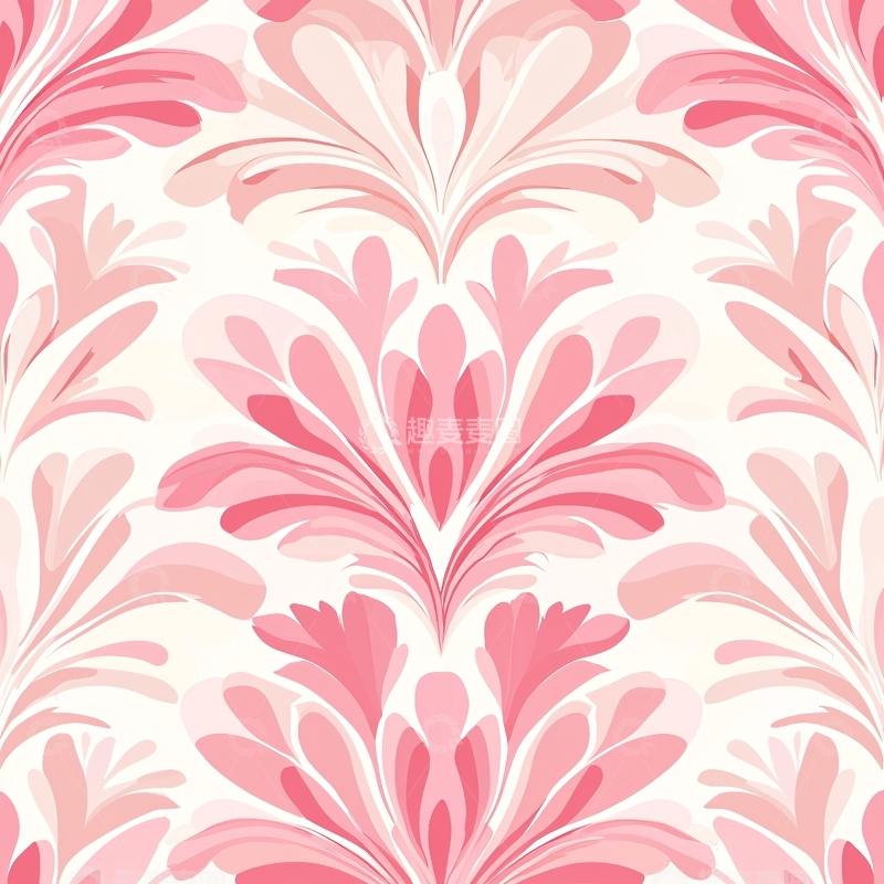 高清大图下载【趣麦麦图】粉色花朵对称壁纸图案