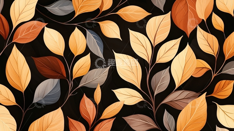 高清大图下载【趣麦麦图】秋季树叶图案背景