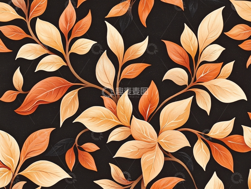 秋季色调的叶子花纹