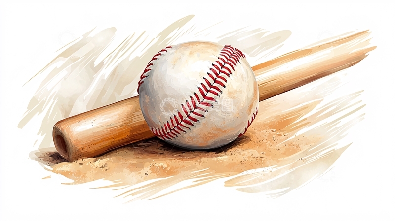 高清大图下载【趣麦麦图】棒球与木棒的艺术插画