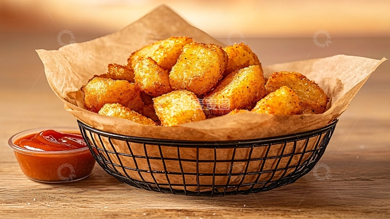 高清大图下载【趣麦麦图】炸土豆块配番茄酱