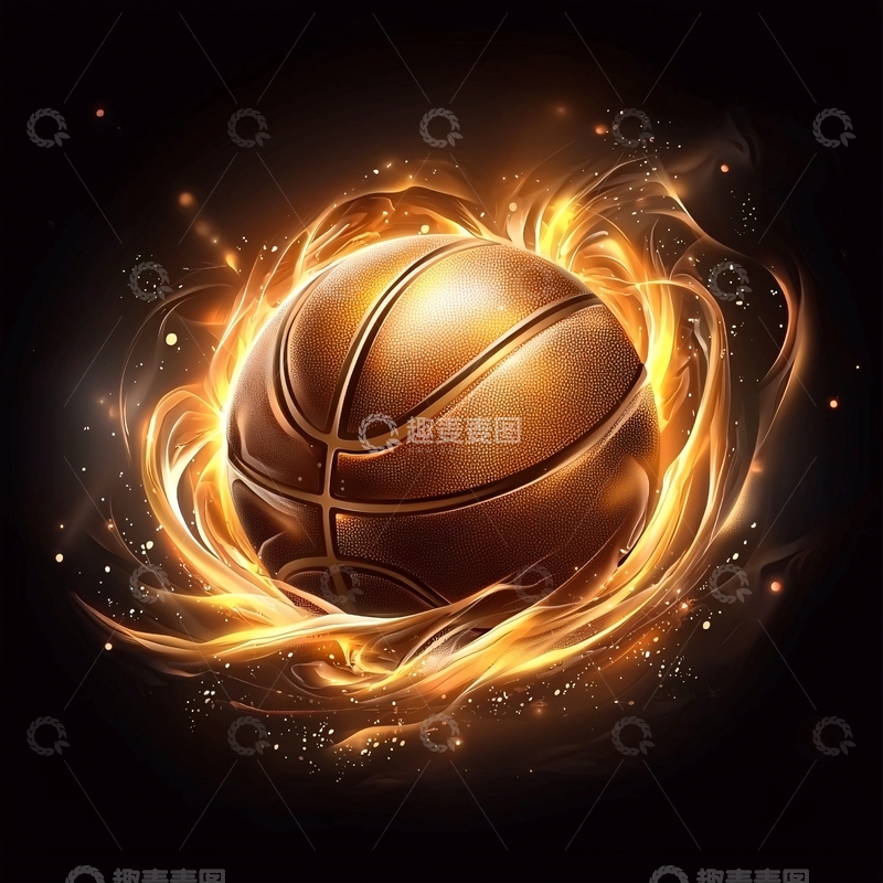 高清大图下载【趣麦麦图】篮球火焰动感背景