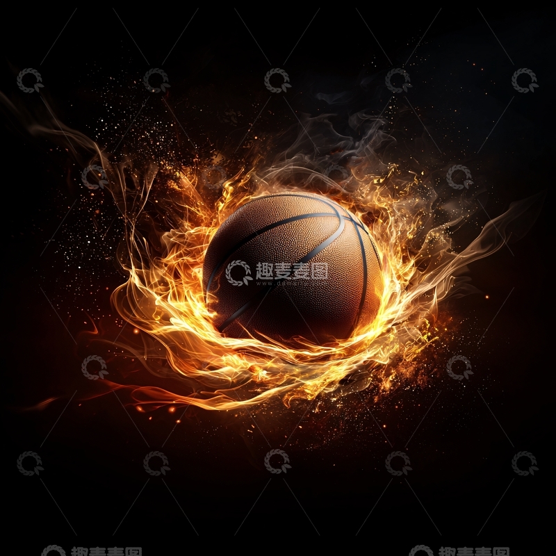 高清大图下载【趣麦麦图】篮球火焰动感海报